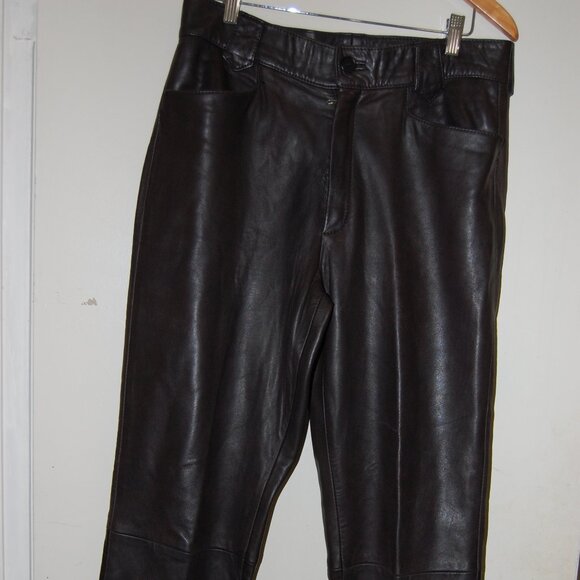 EU 50 🔥 GUCCI by TOM FORD Men's Black Leather Biker Pants Trousers ITALY - Picture 1 of 16